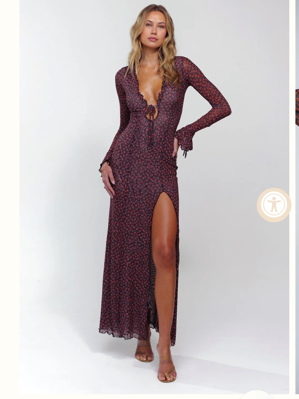 RESA Lennon Bell Long Sleeve Maxi Mesh Dress Floral Romantic Boho Cottagecore
